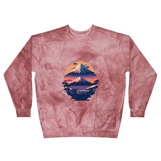Serene Mount Fuji Sunset Peaceful River Scenery Blast Sweatshirts