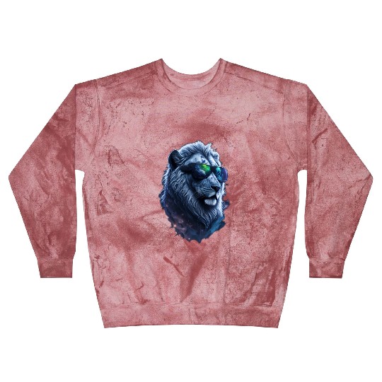 Silver Lion in Space: The Coolest Cat with Shades Blast Sweatshirts