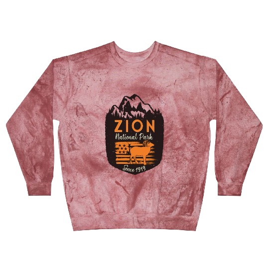 Zion National Park Us Flag Bighorn Sheep Mountains Blast Sweatshirts