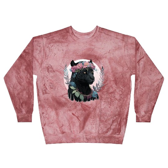 Cute Black Watercolor Panther Flower Crown Boho Ae Blast Sweatshirts