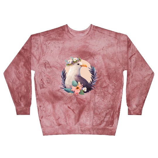 Cute Seagull Bird Flower Crown Floral Birds Blast Sweatshirts