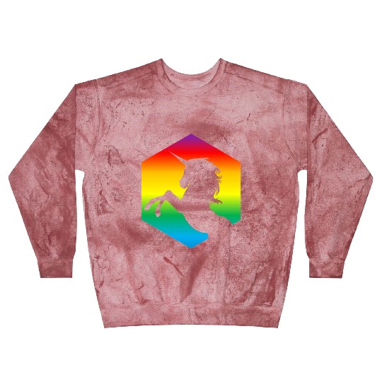 Rainbow Unicorn d20 Silhouette | TTRPG Pride Blast Sweatshirts