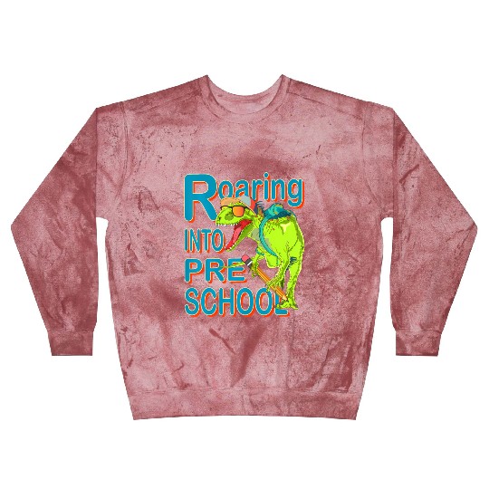 Roaring into Preschool Dinosaur T Rex Back to Scho Blast Sweatshirts