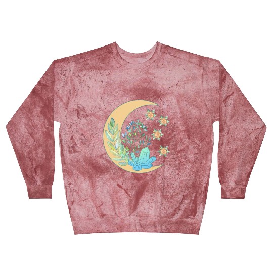 Floral Crescent Moon Healing Crystal Garden Witch Blast Sweatshirts