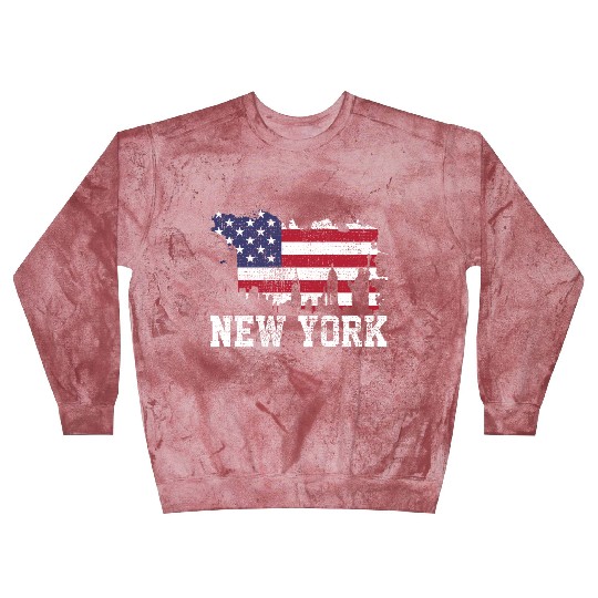 New York City Nyc Skyline Usa Flag America Blast Sweatshirts