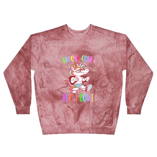 Second Grade Here I Come Unicorn Rainbow Back to S Blast Sweatshirts