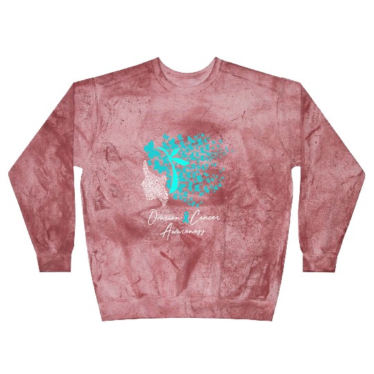 Ovarian Cancer Awareness Teal Butterflies Blast Sweatshirts