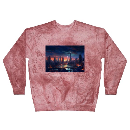 Chicago Post Apocalyptic Hues Cyberpunk Neon Blast Sweatshirts