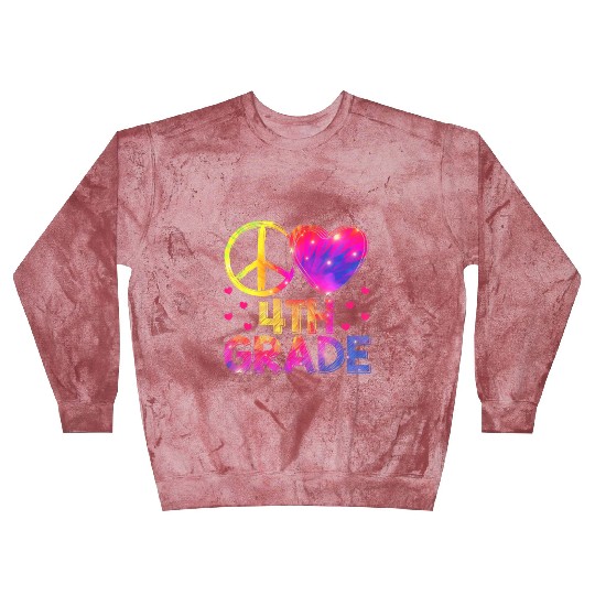 Tie Dye Peace Love 4th Grade Teacher Student Back Blast Sweatshirts
