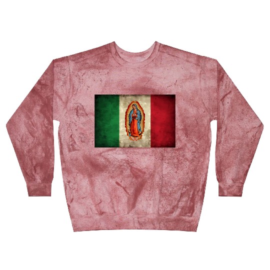 Our Lady Virgen De Guadalupe Mecan Flag Blast Sweatshirts