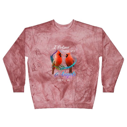 Cardinal Bird I Believe There Are Angels Among Us Blast Sweatshirts