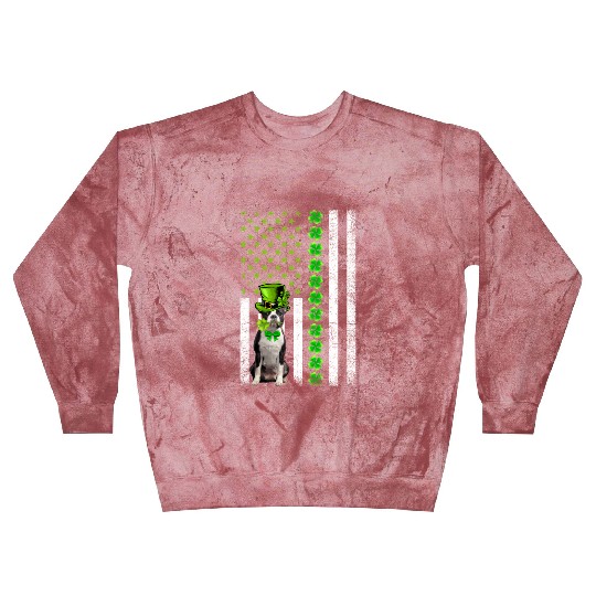 American Flag Boston Terrier Dog St Patric Day Blast Sweatshirts