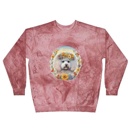Cute Bichon Frise Sunflower Dog Breed Pet Puppy Blast Sweatshirts