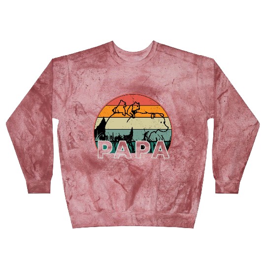 Papa Bear With Cubs Retro Grizzly Bear Forest Tree Blast Sweatshirts