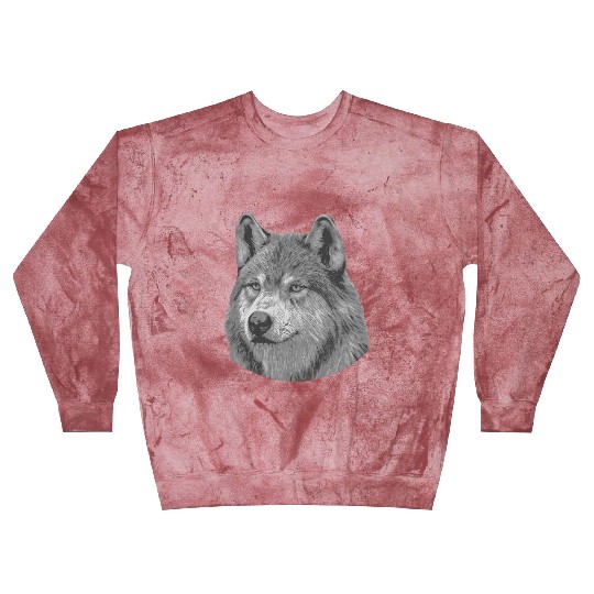 Realistic Black And White Male Wolf Portrait Wolf Blast Sweatshirts