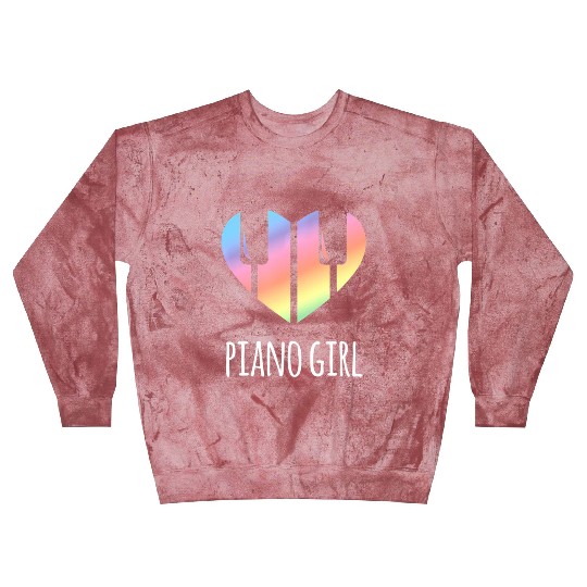 Piano Girl with Rainbow Heart Blast Sweatshirts