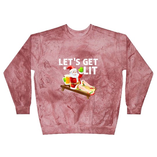 Lets Get Lit Santa Funny Christmas In July Santa Blast Sweatshirts