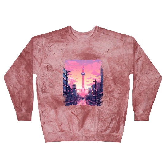 Aesthetic Vaporwave Skytree Tokyo Japanese Sight Blast Sweatshirts