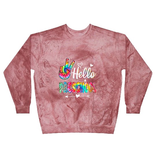 Hello Preschool Tie Dye Leopard Back To School Blast Sweatshirts