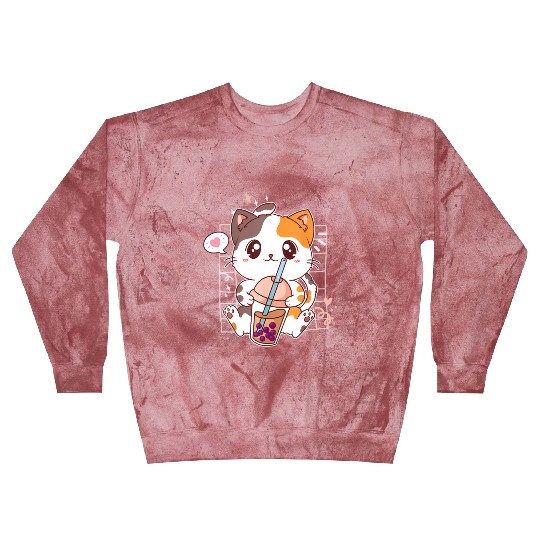 Cat Boba Tea Bubble Tea Kawaii Anime Japanese Blast Sweatshirts