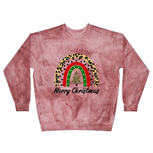 Merry Christmas Leopard Rainbow Teacher Women Blast Sweatshirts