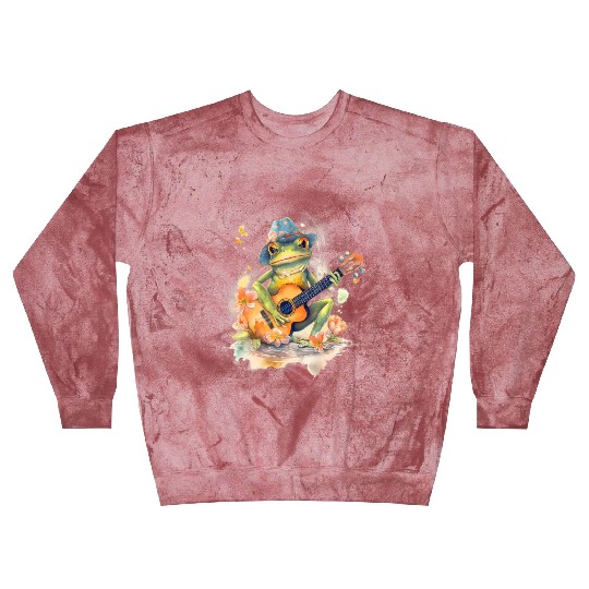 Cottagecore Aesthetic Frog Playing Banjo Guitar Blast Sweatshirts