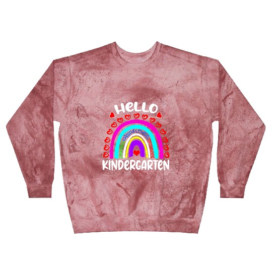 Hello Kindergarten Rainbow Heart Back To School Blast Sweatshirts