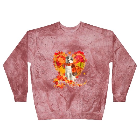 Great Pyrenees With Heart Made Of Autumn Leaves Blast Sweatshirts
