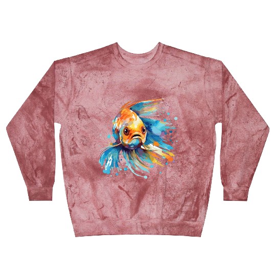 Graceful Fins - Watercolor Style Goldfish Art Blast Sweatshirts