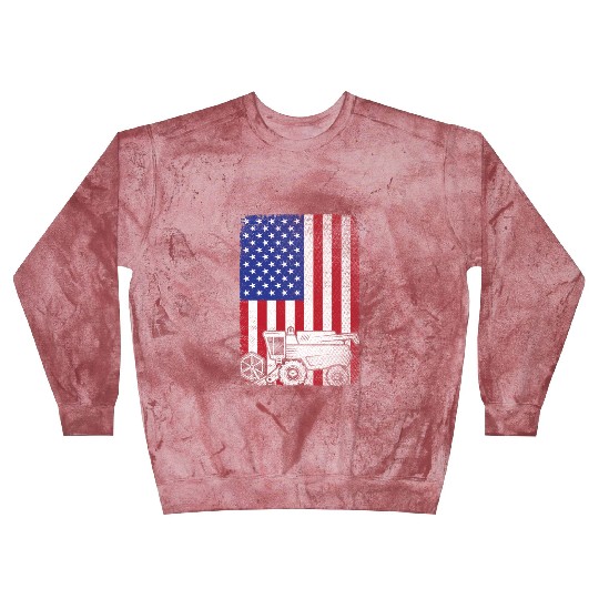 Combine Harvester American Flag Farmer Agriculture Blast Sweatshirts