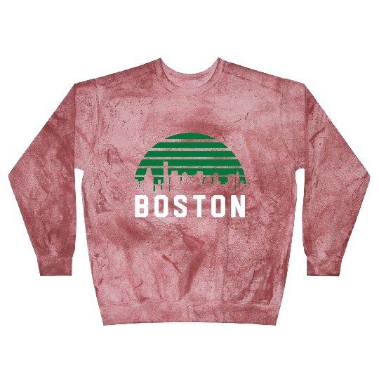 Boston Massachusetts Cityscape Green Blast Sweatshirts
