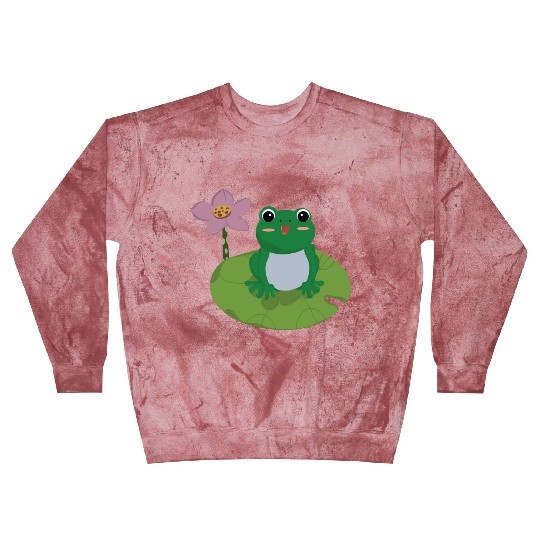 Green Frog on Lotus Leaf vector. Blast Sweatshirts