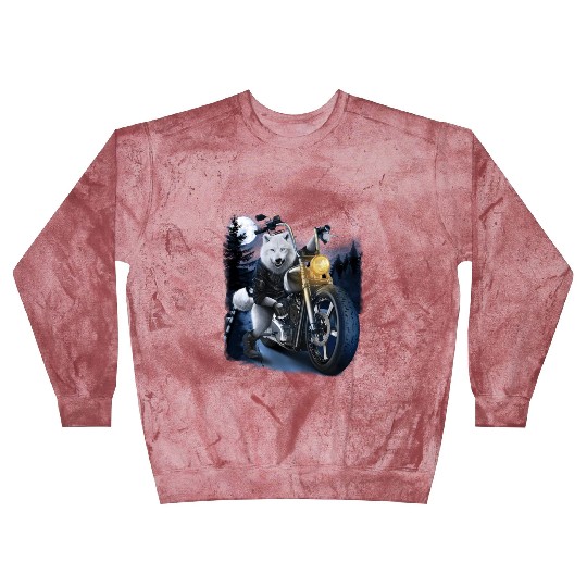 Wolf Riding Chopper Motorcycle In Full Moon Blast Sweatshirts