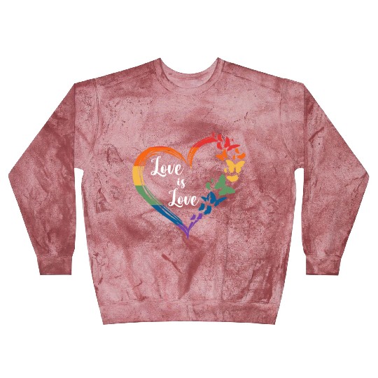 Butterfly Heart Rainbow Love Is Love LGBT Gay Blast Sweatshirts