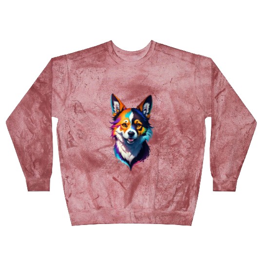 colorful rainbow realistic corgi dog design Blast Sweatshirts