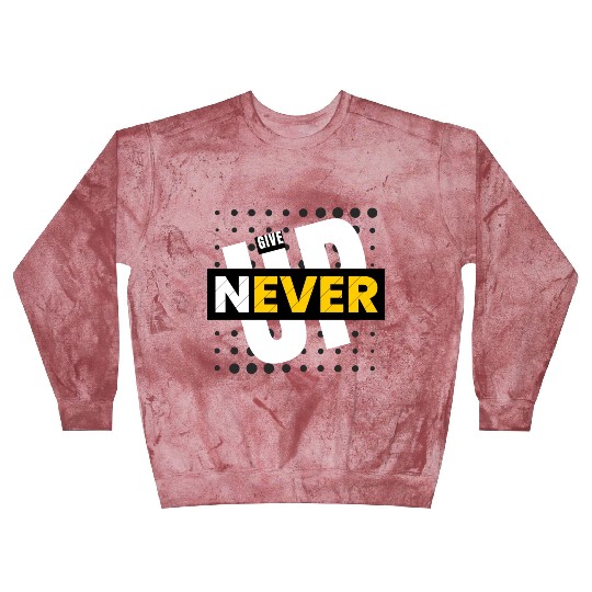 Black White Yellow Typography Never Give Up Blast Sweatshirts