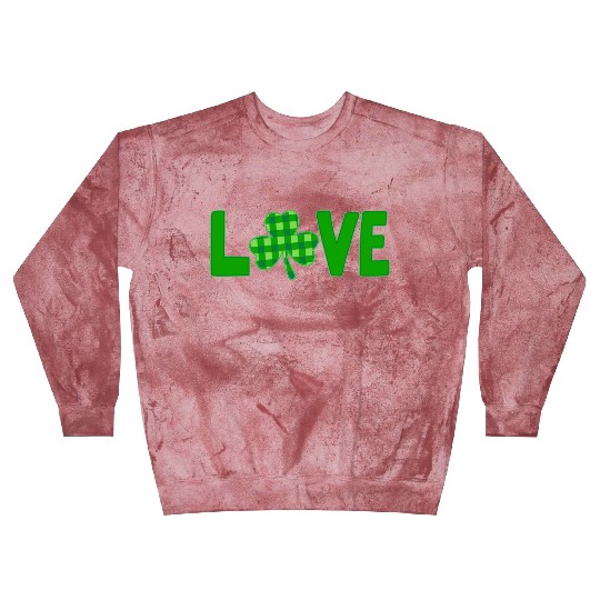 Love Green typography with a green plaid shamrock Blast Sweatshirts