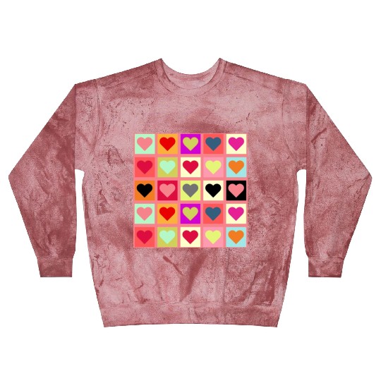 Colorful Retro Vintage Checkered Heart Y2K Pattern Blast Sweatshirts