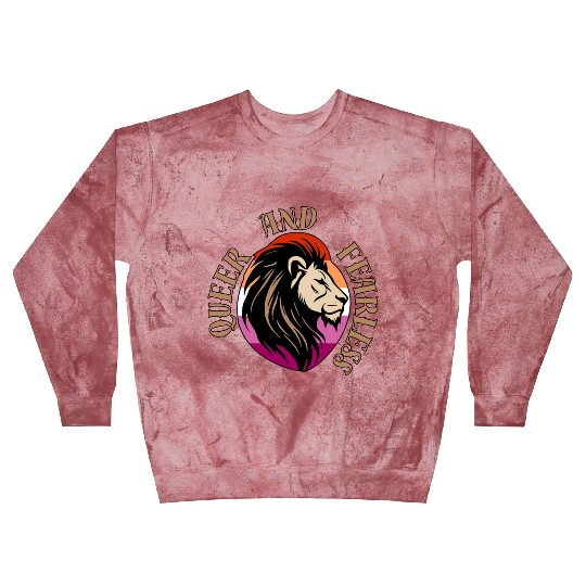 LGBTQ Queer and Fearless, Lion with Lesbian Flag Blast Sweatshirts