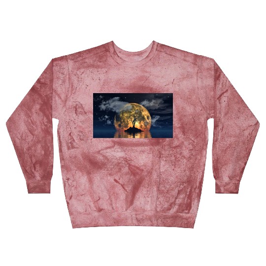 spooky tree against big moon Blast Sweatshirts