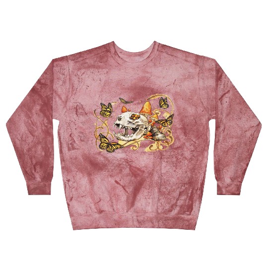 Cat Skull And Butterflies Blast Sweatshirts