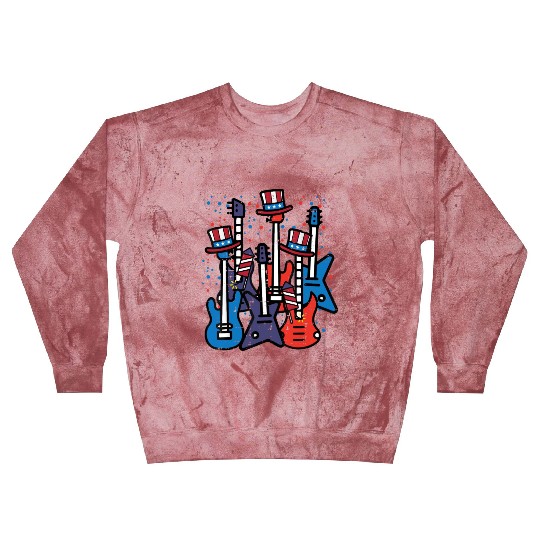 4th July Rocker Guitars Us Flag Patriotic Rock Blast Sweatshirts