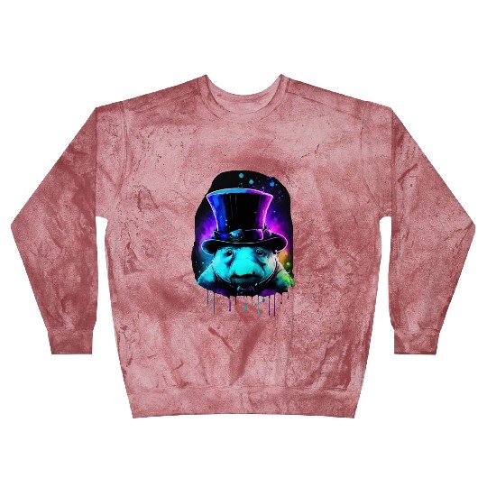Cute Tardigrade in a Top Hat - Retro Disco Drip Ar Blast Sweatshirts
