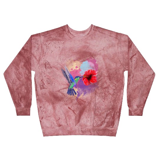 Pretty Bird Animal Hibiscus Flower Hummingbird Blast Sweatshirts