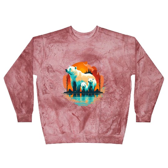 Polar Bear with cubs, Snow Spectrum Blast Sweatshirts
