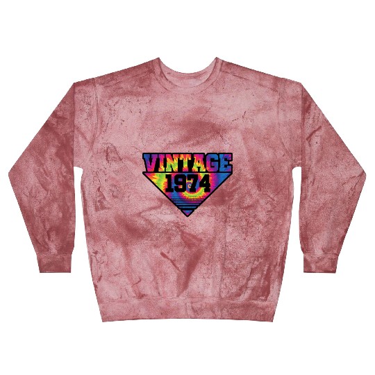 Vintage 1974 Tie Dye Splash Color Triangle Blast Sweatshirts