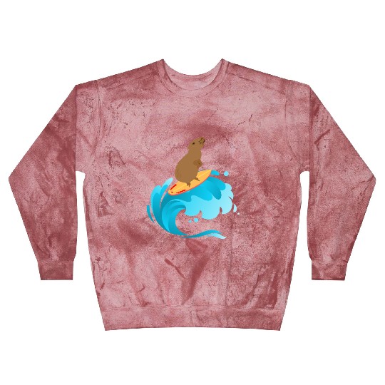 A good wave of surfing capybara Blast Sweatshirts
