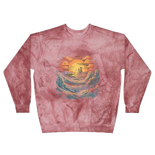 serene ocean sunset with large waves (9) Blast Sweatshirts