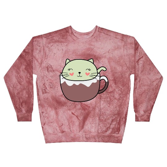Mint Hot Cocoa Cat in Coffee Mug Blast Sweatshirts
