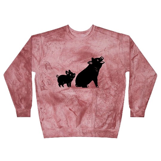 Cheerful pig with piglet logo Blast Sweatshirts